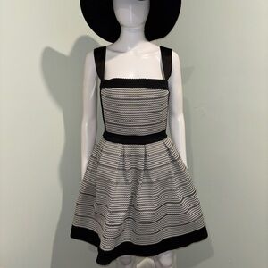 Francesca’s Alya Black and White Fit & Flare Mini Dress w/ Satin Straps - M